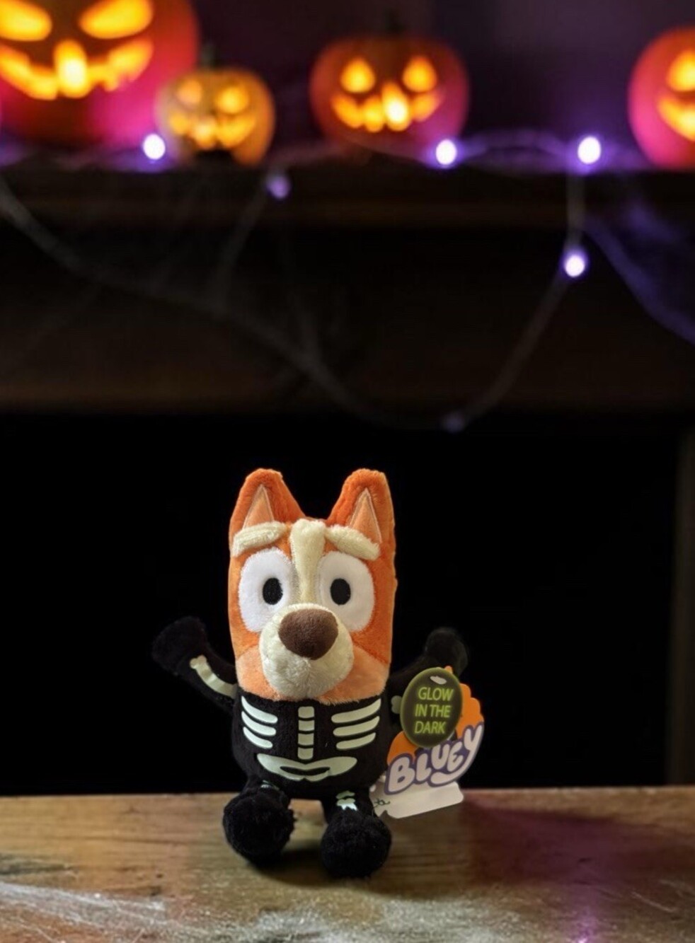 Bluey BINGO Skeleton Glow-in-the-Dark Plush 7.5” Halloween Costume Dan Dee